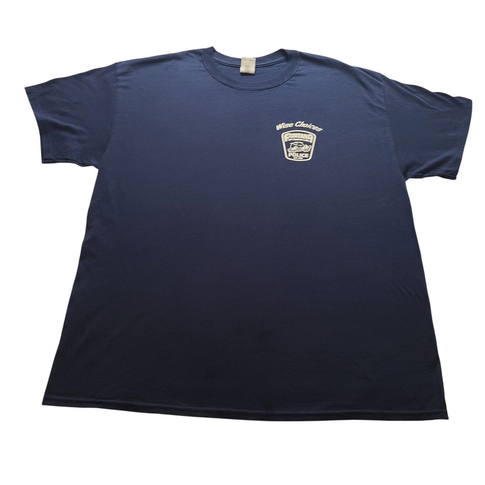 Gildan Fontana On Geneva Lake Police Wise Choices Navy Blue Men's T-Shirt XL